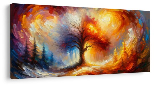 Quadro su tela – Albero della vita colorato nella tempesta