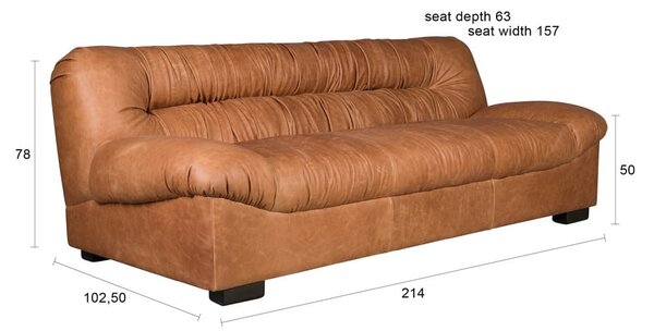 Divano marrone cognac con rivestimento in pelle 214 cm Douglas – Dutchbone