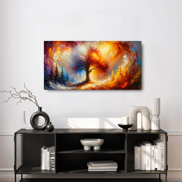 Quadro su tela – Albero della vita colorato nella tempesta
