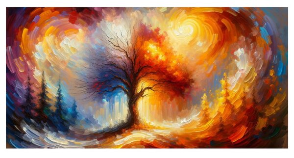 Quadro su tela – Albero della vita colorato nella tempesta