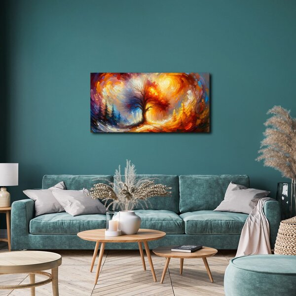 Quadro su tela – Albero della vita colorato nella tempesta