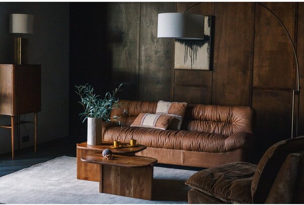 Divano marrone cognac con rivestimento in pelle 214 cm Douglas – Dutchbone