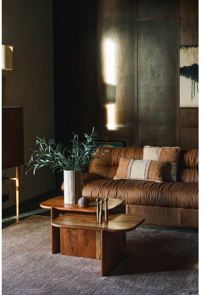 Divano marrone cognac con rivestimento in pelle 214 cm Douglas – Dutchbone