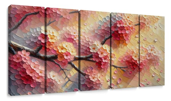 Quadri 5 pezzi – Rami fioriti di primavera
