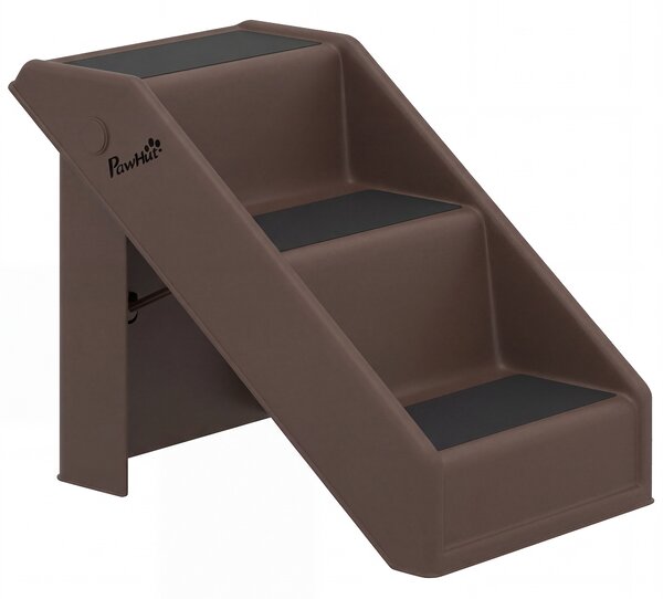 PawHut Scaletta per Cani e Gatti con 3 Scalini Antiscivolo per Letti Alti e Divani, 50x30.5x36.5 cm, Marrone | Aosom Italy