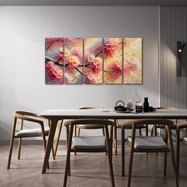 Quadri 5 pezzi – Rami fioriti di primavera