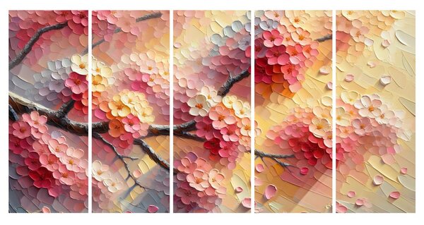 Quadri 5 pezzi – Rami fioriti di primavera
