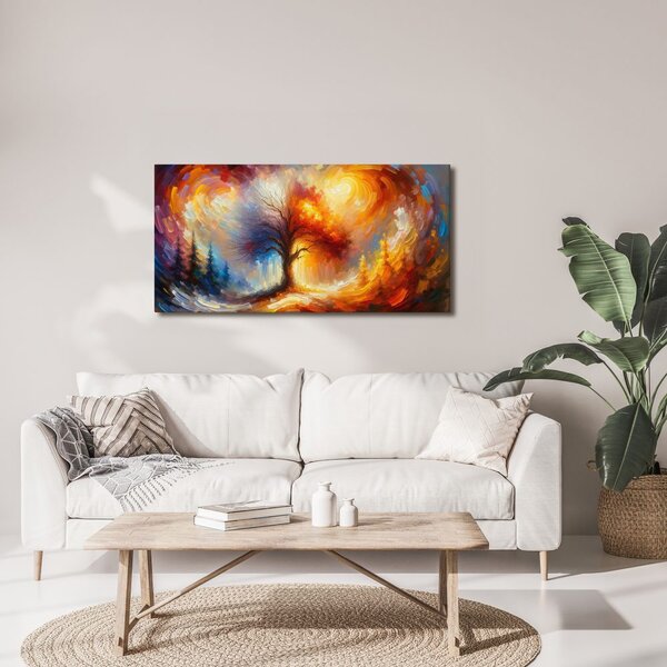 Quadro su tela – Albero della vita colorato nella tempesta