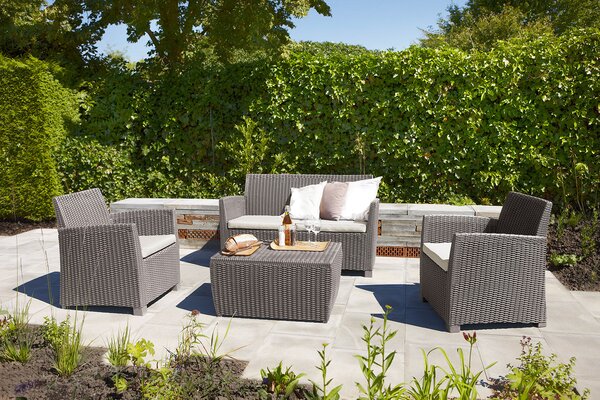 Set da Giardino Divano 2 Poltrone e Tavolino Keter Mia Lounge Cappuccino