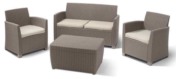 Set da Giardino Divano 2 Poltrone e Tavolino Keter Mia Lounge Cappuccino