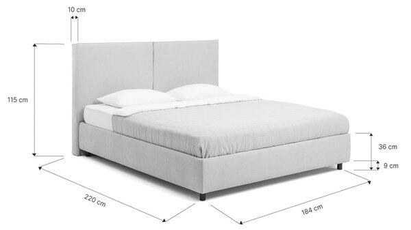 Letto matrimoniale imbottito grigio con contenitore con rete inclusa 180x200 cm Myra Bold – Bonami Selection