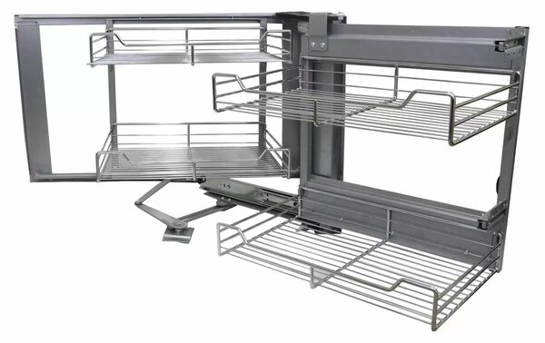 Set 4 Cestelli in Acciaio Inox per Mobile ad Angolo Cieco 90-100 cm Mano Destra