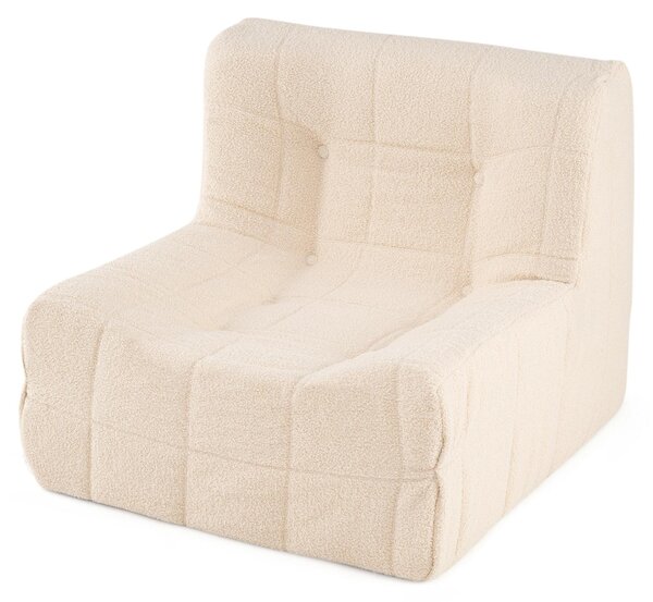 Poltrona sacco KOMFOTTEU, poltrona imbottita senza braccioli, comoda poltrona relax con rivestimento in morbido tessuto tipo "teddy" e base antiscivolo, ideale come poltrona singola per soggiorno, camera da letto o ufficio