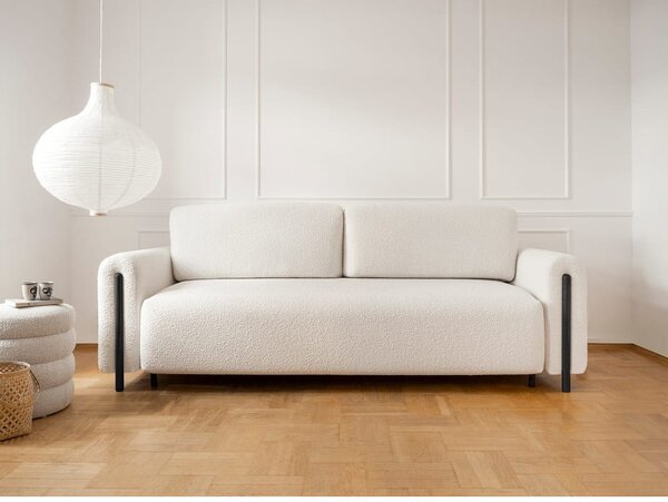 Divano avorio allungabile/con contenitore e rivestimento in bouclé 244 cm Arcadova – ELTAP