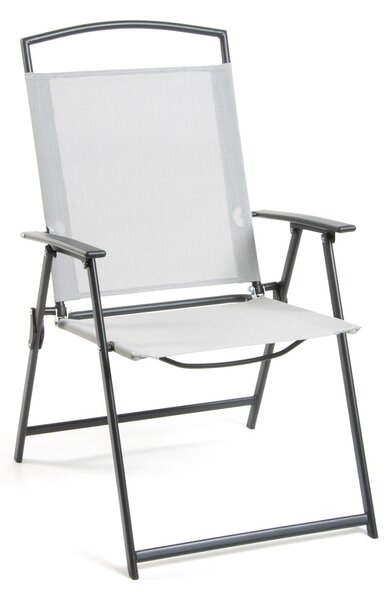 Sedia Pieghevole da Giardino 72x56x91,5 cm in Acciaio e Textline Capri Grigio Chiaro