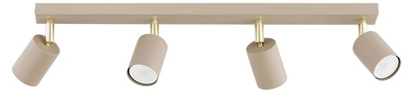 KAR-LIGHTING: Faretto a binario a 4 luci, beige/ecrù, in metallo. Lampada a soffitto ampia, ideale per soggiorno e sala da pranzo, con possibilità di regolazione e attacco GU10