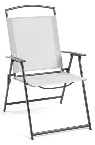 Sedia Pieghevole da Giardino 72x56x91,5 cm in Acciaio e Textline Capri Grigio Chiaro