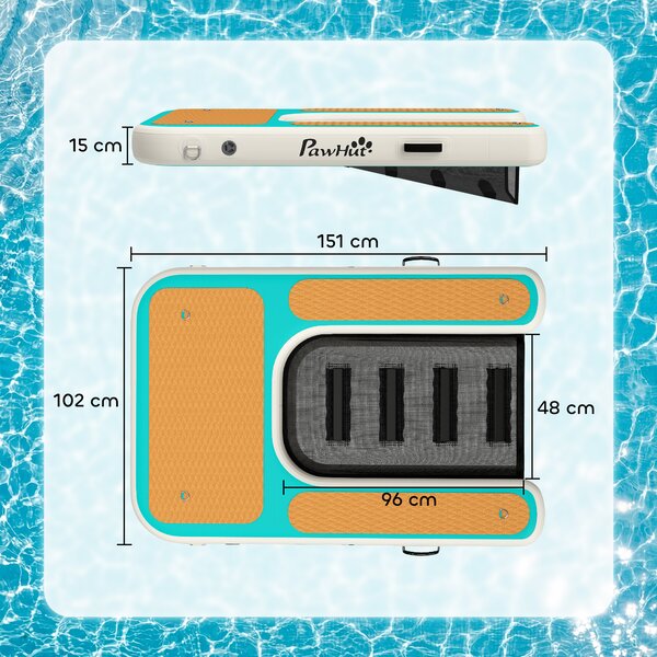 PawHut Rampa Gonfiabile per Cani XL per Piscina, Barca e Piattaforma, 151x102cm | Aosom Italy