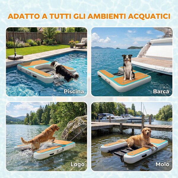 PawHut Rampa Gonfiabile per Cani XL per Piscina, Barca e Piattaforma, 151x102cm | Aosom Italy