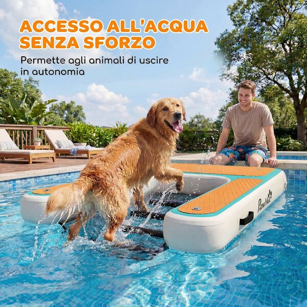 PawHut Rampa Gonfiabile per Cani XL per Piscina, Barca e Piattaforma, 151x102cm | Aosom Italy