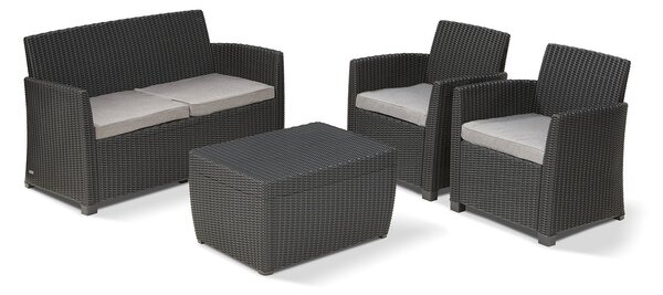Set da Giardino Divano 2 Poltrone e Tavolino Keter Mia Lounge Grafite