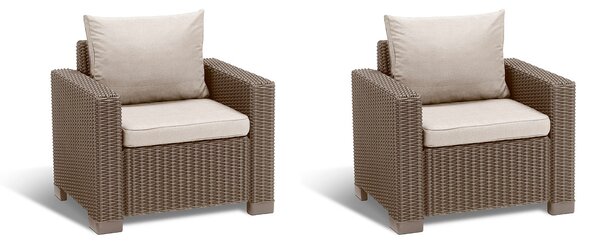 Set 2 Poltrone da Giardino 83x68x71,5h cm Keter California Cappuccino