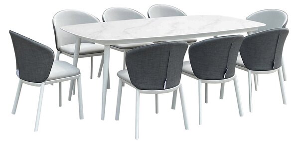 Set Tavolo Rettangolo e 6 Sedie da Giardino in Alluminio Freedom 180 Bianco