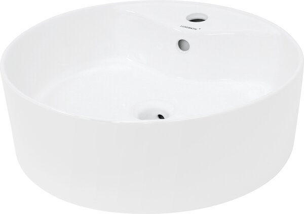 LuxeBath Lavabo Lavabo da appoggio, rotondo, Ø 46x15,5 cm, bianco, Vetroceramica