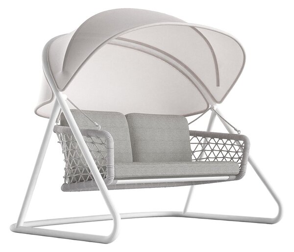 Dondolo da Giardino 2 Posti 185x137x154 cm con Tettuccio Parasole Regolabile Muses Grigio