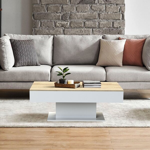 Tavolino ML-Design con 2 vani portaoggetti, 110x60x40 cm, look rovere/bianco