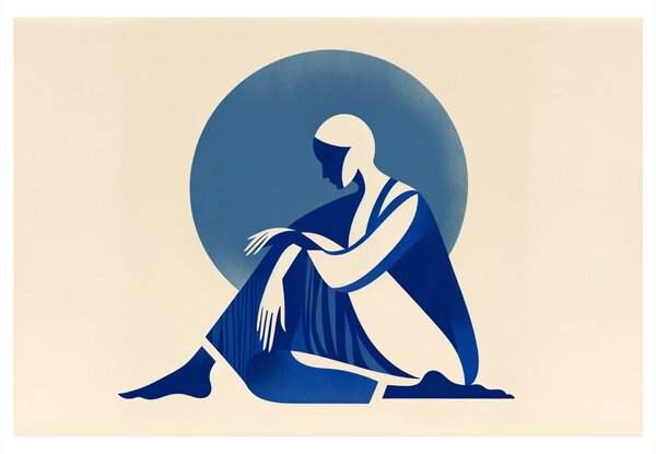 Quadro su tela – Donna nella calma blu
