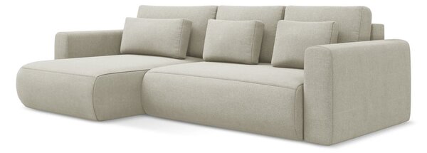 Divano angolare beige allungabile/con contenitore (con penisola a sinistra/con chaise lounge) Kapua – Makamii