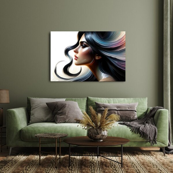 Quadro su tela – Donna con capelli al vento