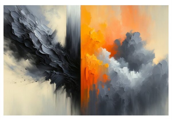 Quadro su tela – Astrazione in fuoco e fumo