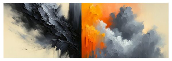 Quadro su tela – Scontro tra arancione e grigio