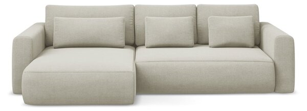 Divano angolare beige allungabile/con contenitore (con penisola a sinistra/con chaise lounge) Kapua – Makamii