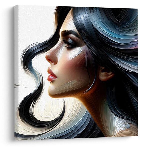 Quadro su tela – Profilo elegante con capelli colorati