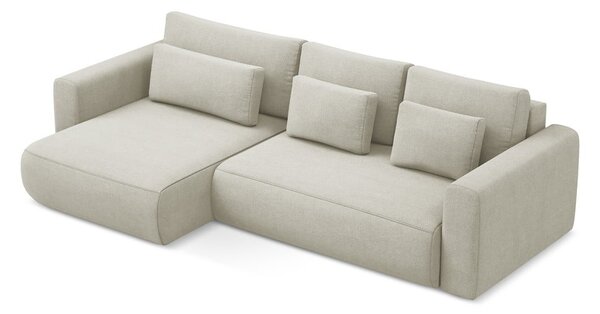 Divano angolare beige allungabile/con contenitore (con penisola a sinistra/con chaise lounge) Kapua – Makamii