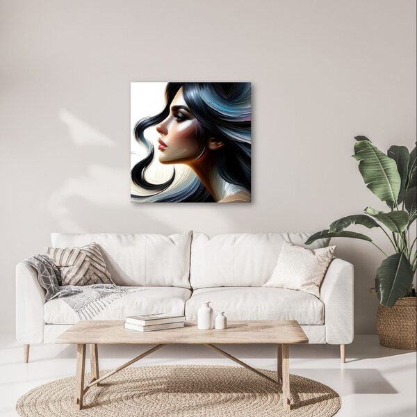 Quadro su tela – Profilo elegante con capelli colorati