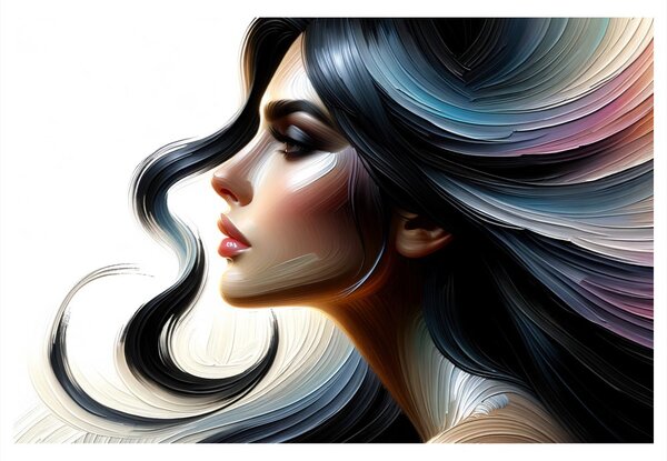 Quadro su tela – Donna con capelli al vento