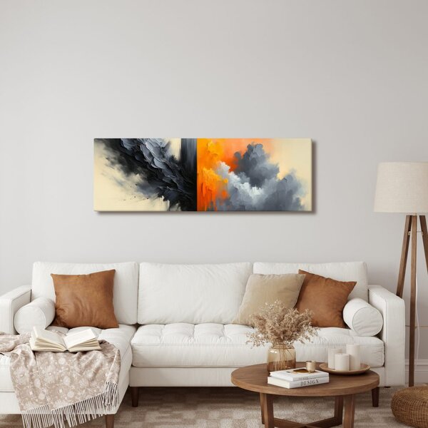 Quadro su tela – Scontro tra arancione e grigio