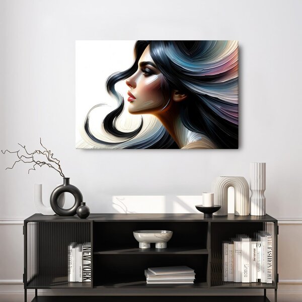 Quadro su tela – Donna con capelli al vento