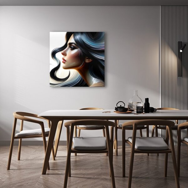 Quadro su tela – Profilo elegante con capelli colorati