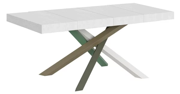 Tavolo Allungabile 130-390x90x77 cm Volantis Premium Bianco Frassino Telaio 4A