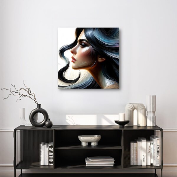 Quadro su tela – Profilo elegante con capelli colorati