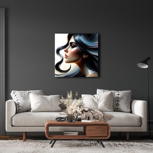 Quadro su tela – Profilo elegante con capelli colorati