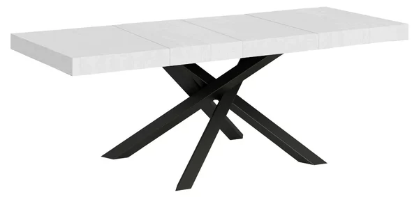 Tavolo Allungabile 200-460x90x77 cm Volantis Premium Bianco Frassino Telaio Antracite