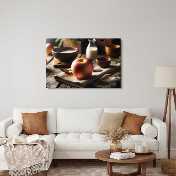 Quadro su tela – Mela su tavolo di legno