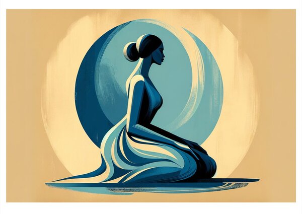 Quadro su tela – Donna meditativa in blu