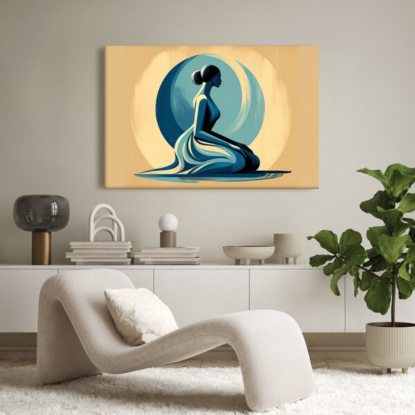 Quadro su tela – Donna meditativa in blu